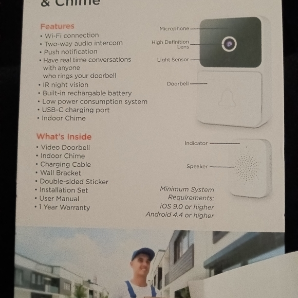 Vivitar video doorbell and chime alert - Picture 5 of 5